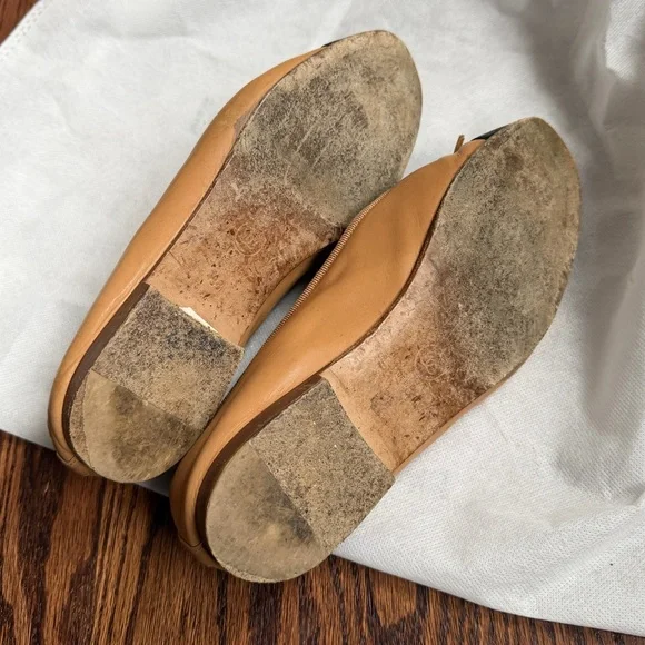Chanel Nude Camel Lambskin Black Cap Toe Ballet Flat - Picture 7 of 8